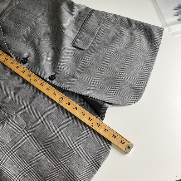Jos A Bank Signature Black & White Glencheck Blazer Suit Jacket Mens 46R Wool - Picture 9 of 11